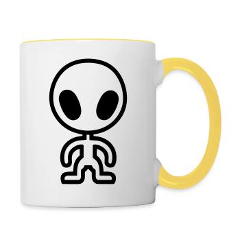 Außerirdischer - Tasse zweifarbig - Weiß/Gelb - Rechts