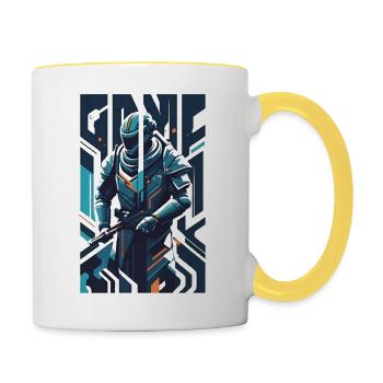 Cyber-Soldat - Tasse zweifarbig - Weiß/Gelb - Rechts