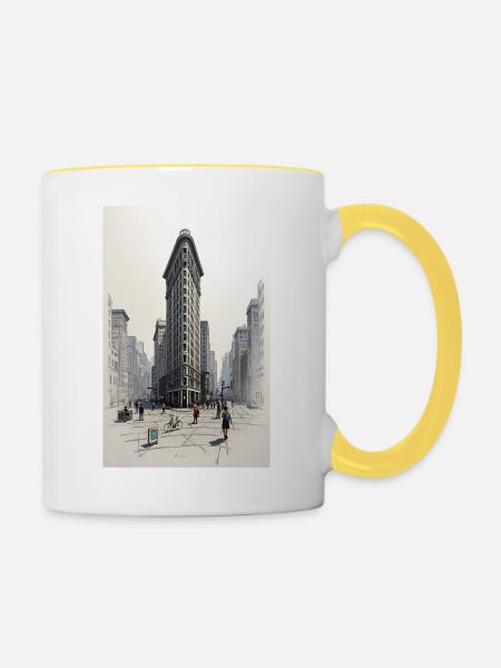 Flatiron Building - Tasse zweifarbig - Weiß/Gelb