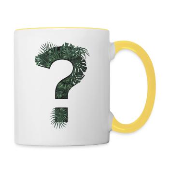 Fragezeichen tropische Pflanzen - Tasse zweifarbig - Weiß/Gelb - Rechts