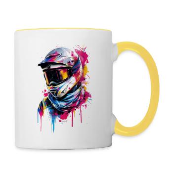 Urban Rider - Bunter Graffiti Motorradhelm - Tasse zweifarbig - Weiß/Gelb - Rechts