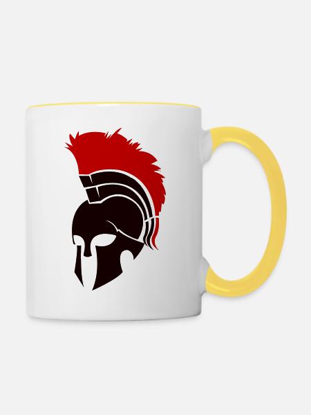 sparta helm - Tasse zweifarbig - Weiß/Gelb