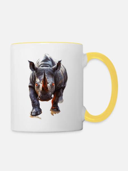 Nashorn - Tasse zweifarbig - Weiß/Gelb