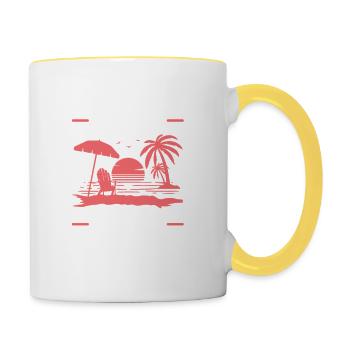 Équipe de fête californienne - Mug contrasté - blanc/jaune - Droite