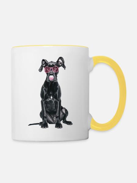 Deutsche Dogge - Tasse zweifarbig - Weiß/Gelb