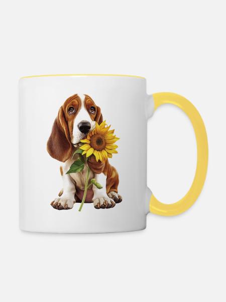 Basset - Tasse zweifarbig - Weiß/Gelb