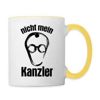 Merz - Nicht mein Kanzler - nein zu Merz - Tasse zweifarbig - Weiß/Gelb - Rechts