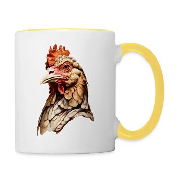 Tête de poulet réaliste - Graphique d’animal de la ferme - Mug contrasté - blanc/jaune - Droite