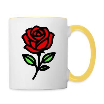 Rose Blume - Tasse zweifarbig - Weiß/Gelb - Rechts