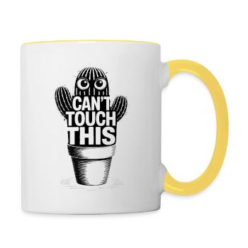 Can't Touch This – Funny Cactus with Saying - Contrasting Mug - white/yellow - Right