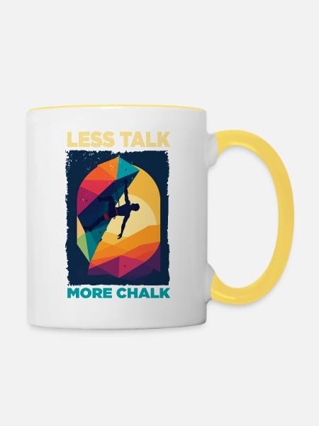 Abstrakter Kletterer mit Farbpalette - Tasse zweifarbig - Weiß/Gelb