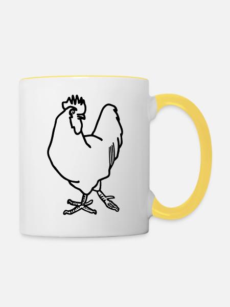 Hahn - Tasse zweifarbig - Weiß/Gelb