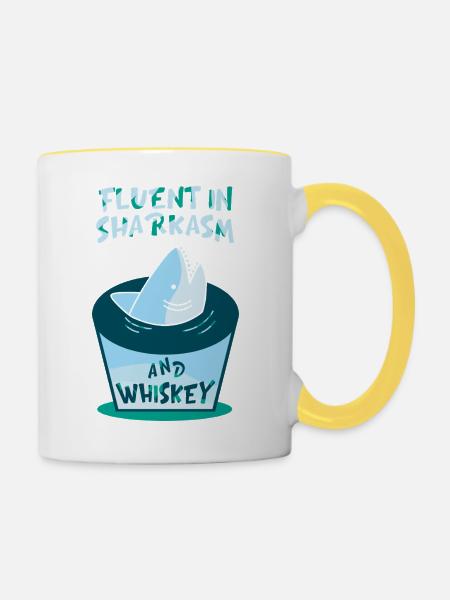 Whiskey Spruch Whiskeytrinker Whiskeyliebhaber - Tasse zweifarbig - Weiß/Gelb