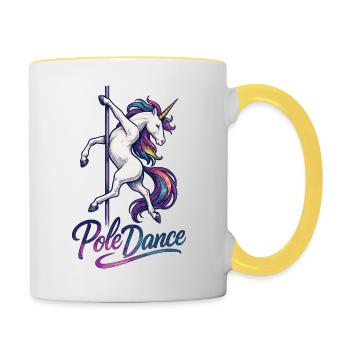 Pole Dance Licorne Pole Dancer Pole Gift - Mug contrasté - blanc/jaune - Droite