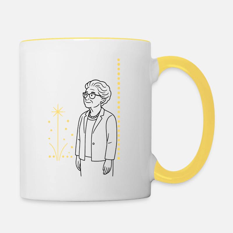 Mamie dans le feu d’artifice - Mug contrasté - blanc/jaune