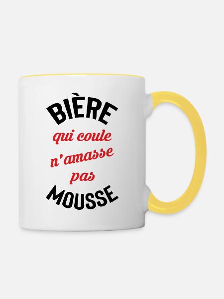 Rolling Beer bildet keinen Schaum - Tasse zweifarbig - Weiß/Gelb