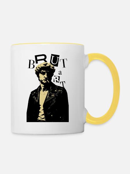 David Michelangelo Ikonen-Lederstatue - Tasse zweifarbig - Weiß/Gelb