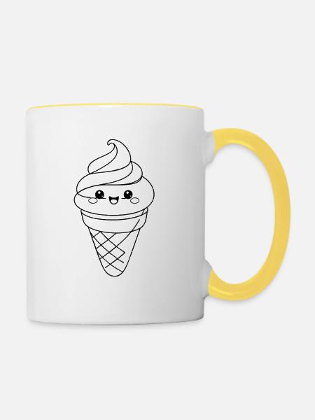 Softeis Eiscreme Icon Minimal Statement - Tasse zweifarbig - Weiß/Gelb