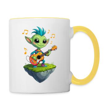 Green Goblin with Guitar - Contrasting Mug - white/yellow - Right