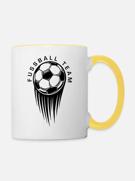 Fussball Team - Tasse zweifarbig - Weiß/Gelb