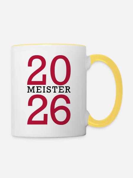 Meister 2026 Meisterschaft - Tasse zweifarbig - Weiß/Gelb