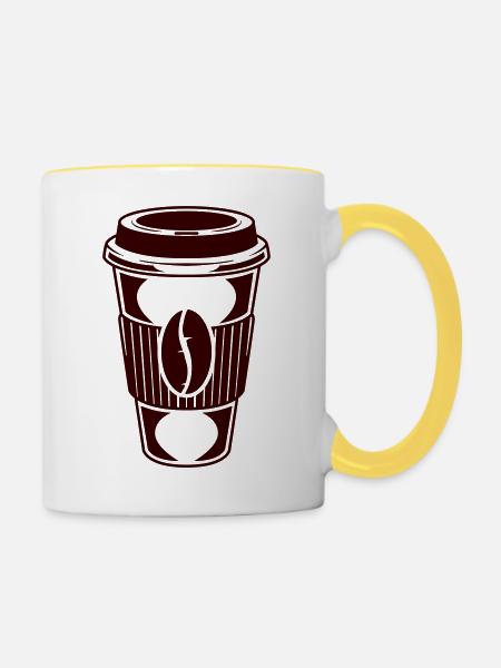Kaffeebecher - Tasse zweifarbig - Weiß/Gelb