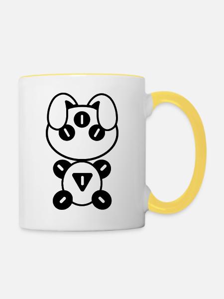 Plüsch: Aliny - Tasse zweifarbig - Weiß/Gelb