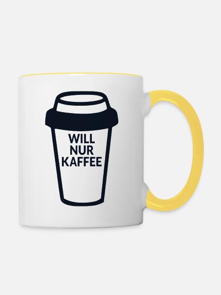 Kaffeetrinkerin Kaffee - Tasse zweifarbig - Weiß/Gelb