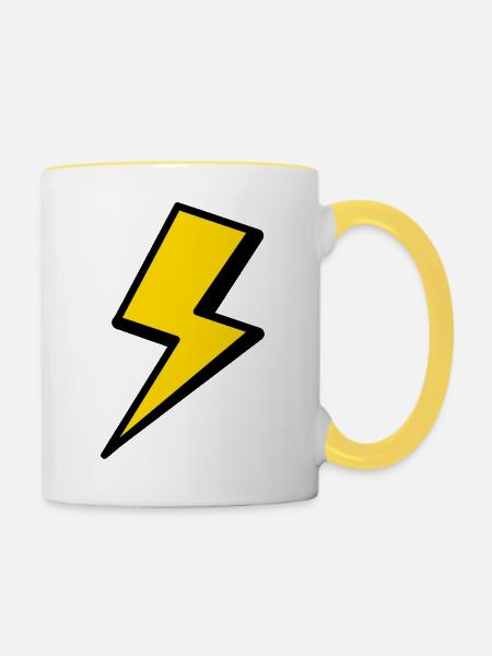 Blitz Grafik Shirt - Tasse zweifarbig - Weiß/Gelb
