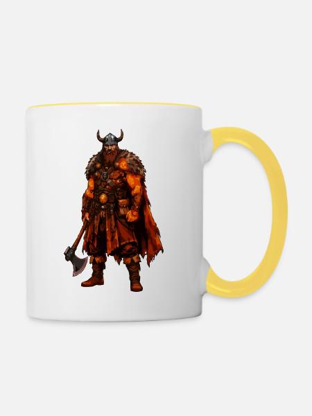 Wikinger Krieger - Tasse zweifarbig - Weiß/Gelb