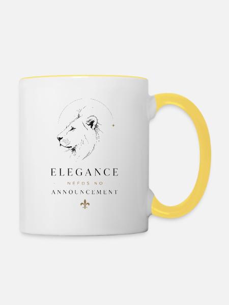 Eleganz Luxus Löwe Minimalismus Statement Ansage - Tasse zweifarbig - Weiß/Gelb