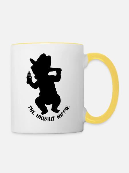 Der_Baby-Hillbilly-Hippie - Tasse zweifarbig - Weiß/Gelb
