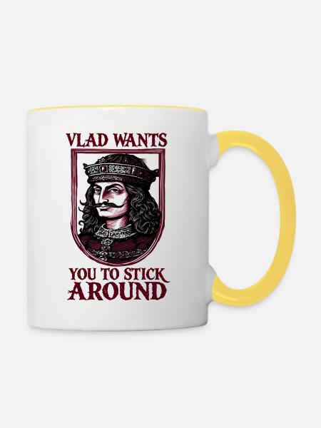 Vlad Dracula Königsportrait - Tasse zweifarbig - Weiß/Gelb