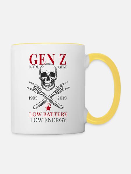 Gen Z – Digital Native - Tasse zweifarbig - Weiß/Gelb