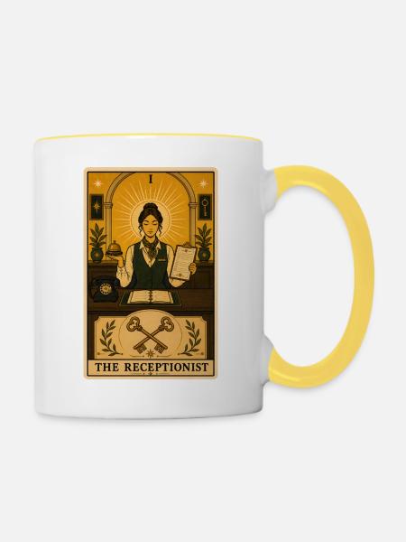 Rezeptionistin | Empfang Tarot - Tasse zweifarbig - Weiß/Gelb