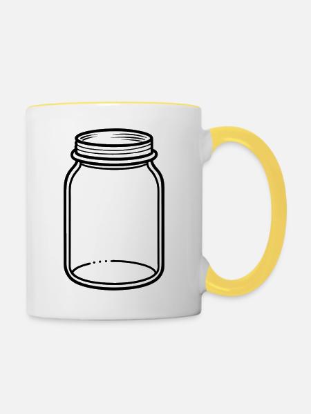 Mason Jar - Tasse zweifarbig - Weiß/Gelb
