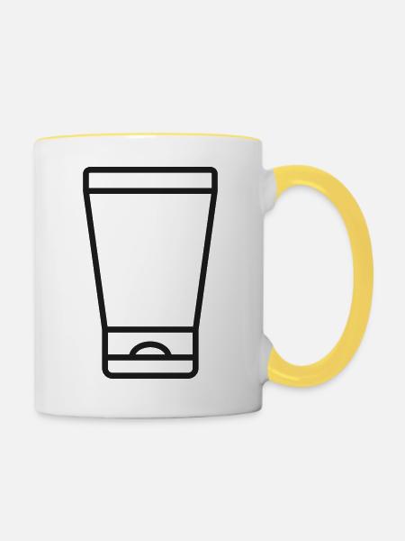 Cream Tube Line Icon - Tasse zweifarbig - Weiß/Gelb