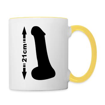 Penis 21cm - Tasse zweifarbig - Weiß/Gelb - Rechts