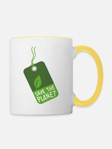 etikett_stp - Tasse zweifarbig - Weiß/Gelb