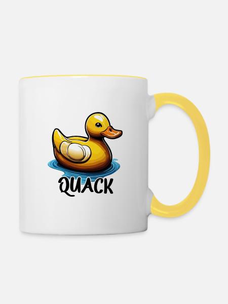 Gummiente / Badeente / Wasser / Badewanne - Tasse zweifarbig - Weiß/Gelb