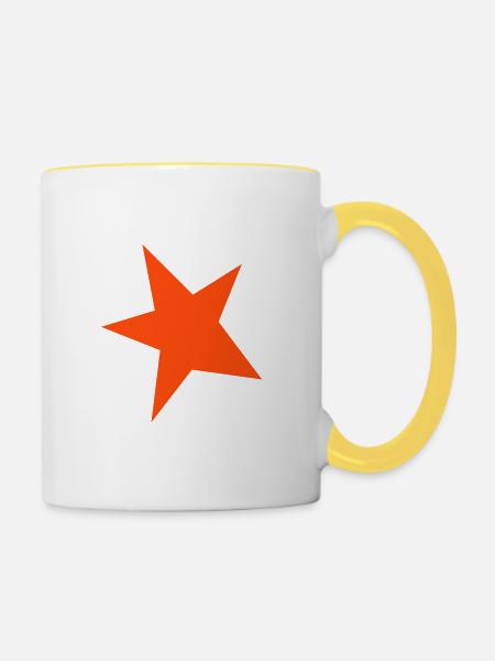 Stern ausgefuellt farbig - Tasse zweifarbig - Weiß/Gelb