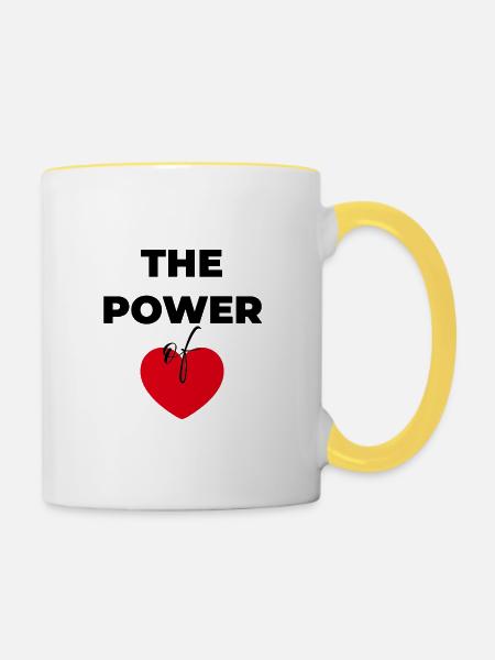 Die Kraft der Liebe - Tasse zweifarbig - Weiß/Gelb