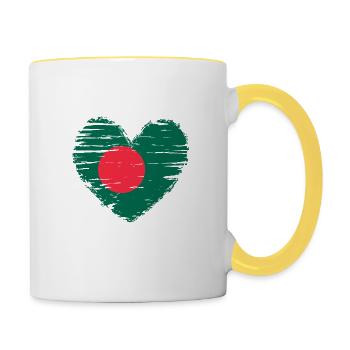 Bangladesh heart flag flag coat of arms - Contrasting Mug - white/yellow - Right