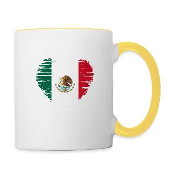 Mexico heart flag flag coat - Contrasting Mug - white/yellow - Right