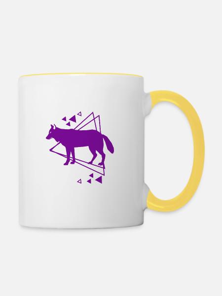 Wolf - Tierfreund - Naturschutz - Tasse zweifarbig - Weiß/Gelb