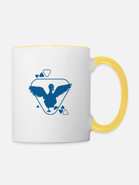 Schwan - Vogel - Naturschutz - Tasse zweifarbig - Weiß/Gelb