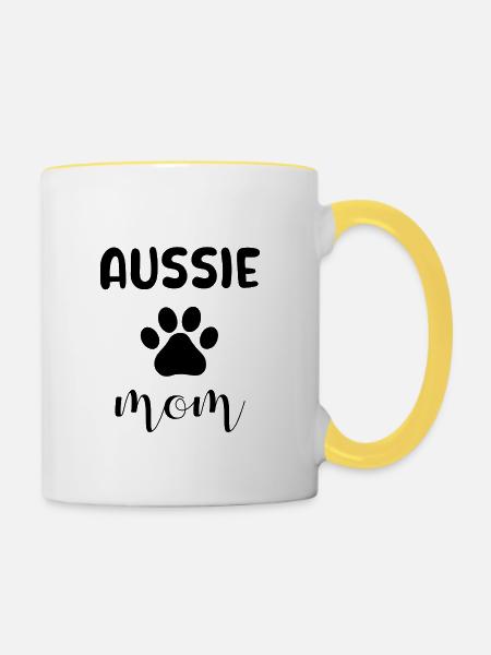 Aussie Mom - Tasse zweifarbig - Weiß/Gelb