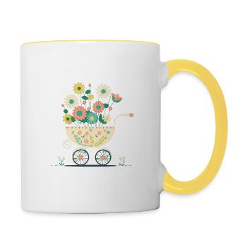 Flowery stroller 2 - Contrasting Mug - white/yellow - Right