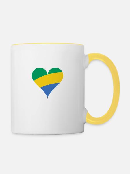 Gabun Herz - Tasse zweifarbig - Weiß/Gelb