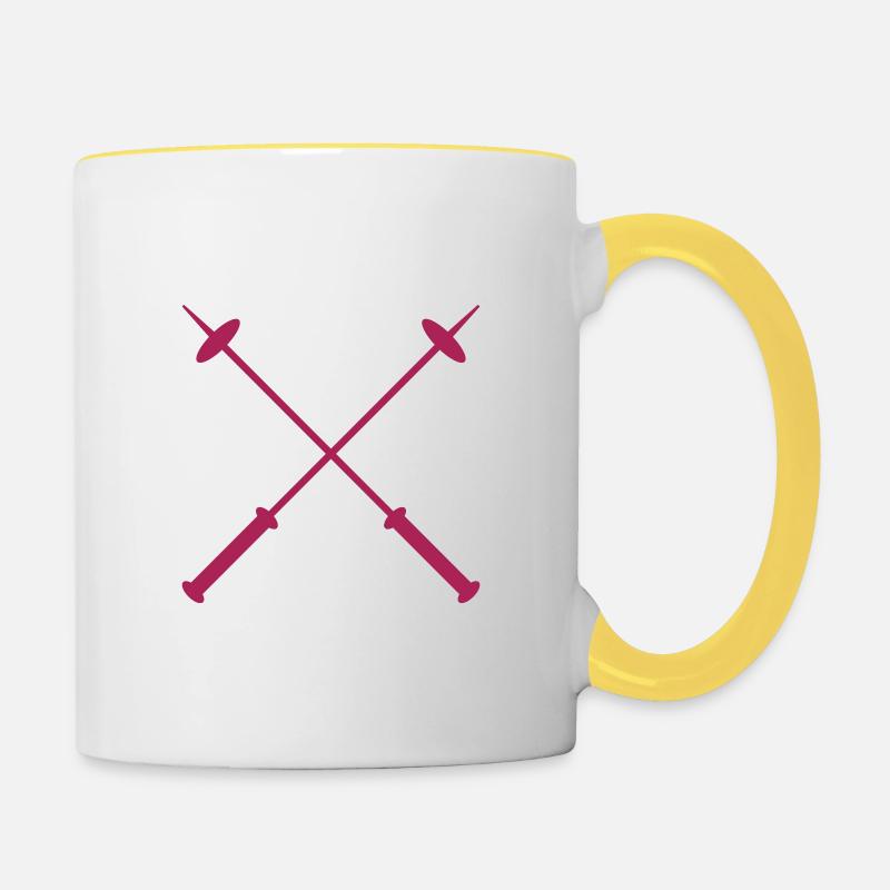 bâtons de ski - Mug contrasté - blanc/jaune